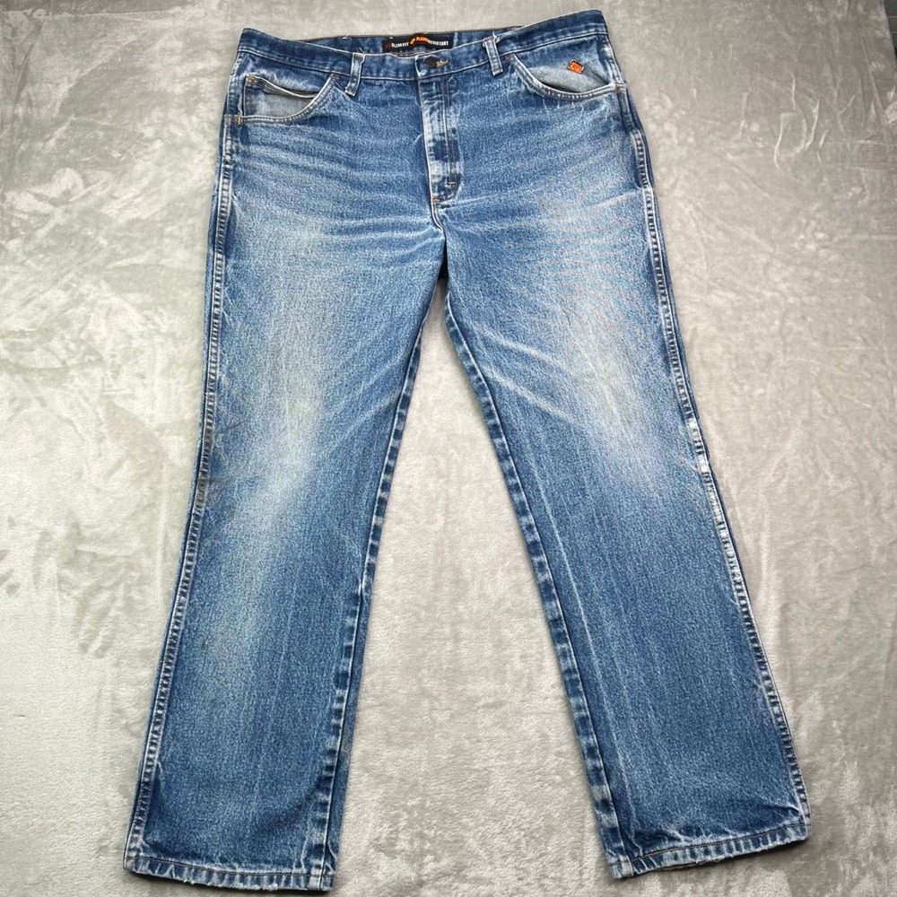 Wrangler FR36MWZ Slim Fit Jeans Mens 40x32 Blue Medium Wash Flame Resistant FR